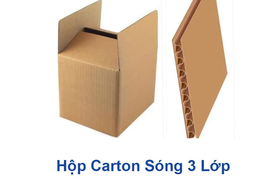 Ảnh: cấu tạo của hộp carton 3 lớp gồm 2 mặt và 1 lớp sóng